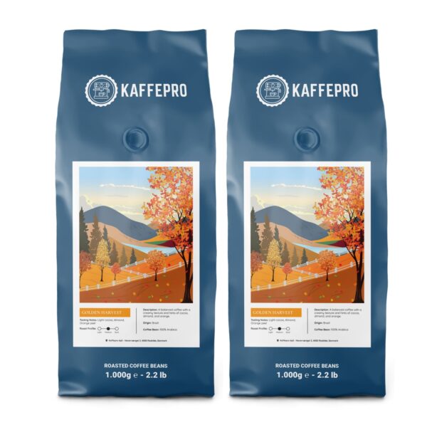 Kaffepro Golden Harvest - Kaffepakke: 2 x 1kg Kaffebønner - 2 x 1kg Kaffepro