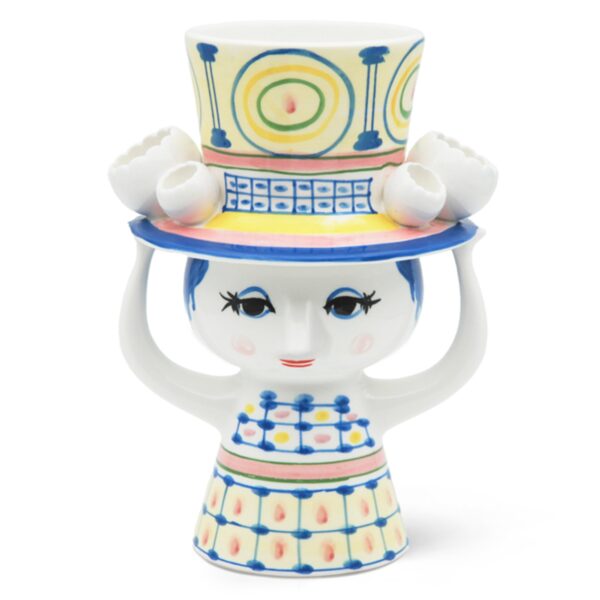 Bjørn Wiinblad Lady with hat vase 20,5 cm, blå