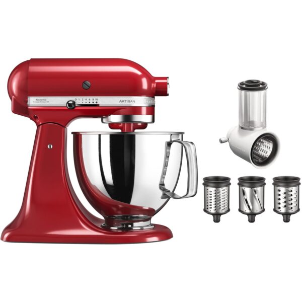 KitchenAid Artisan KSM125EER køkkenmaskine 4,8 liter + 5KSMVSA snitte- og rivejern til grøntsager