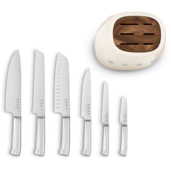 Smeg Knivblok med knive 6 stk., creme