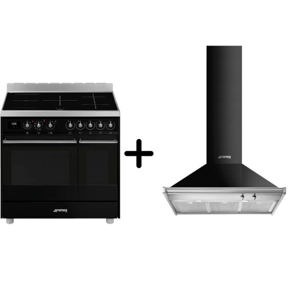 Smeg C92IPBL9-1 Induktionskomfur + KD90HNE Emhætte