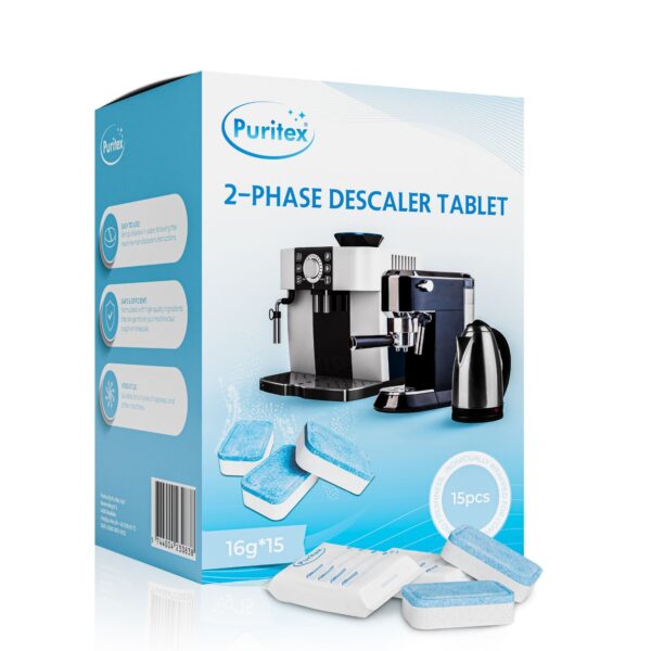 Puritex 2-Fasede Afkalkningstabletter til Kaffe- og Espressomaskiner 15 stk. - 15 stk. Puritex