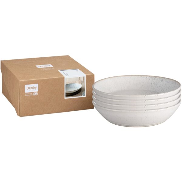 Denby Kiln pastatallerkener, 22 cm, 4-pak, hvid/grå