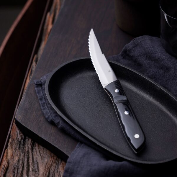 Gense Old Farmer Micarta steakkniv XL 4 dele, sort/stål