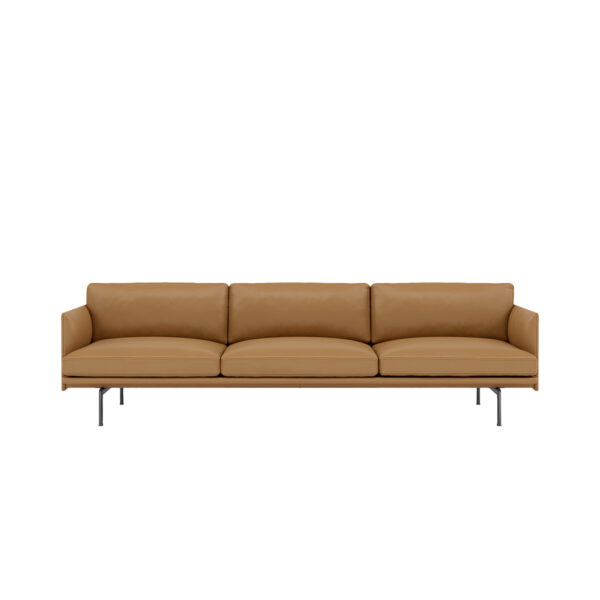 Muuto Outline Sofa - 3.5pers. - Cognac Refine Læder - Sort Stel - DEMO.